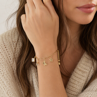 Bracelet à breloques Mylove personnalisé en laiton plaqué or avec micro-pavé de zircone cubique, motifs papillon, fleur, trèfle et chaîne trombone, pour femme, tendance