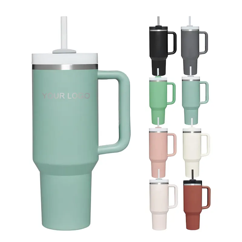 3 trong 1 Quà tặng khuyến mãi biểu tượng tùy chỉnh 304 thép không gỉ bia cup 40 oz xe phích Tumbler với lớn xử lý nắp và rơm