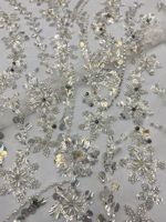 6 types de combinaisons de perles et de strass + tissu brodé de paillettes en maille dobby pour robe de mariée, tissu brodé de perles respirant