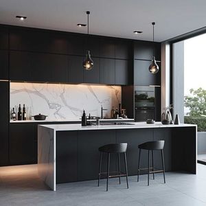 Armoires de cuisine modernes en Australie, armoires de base en mélamine noire personnalisables, carcasse en MDF, <span class=keywords><strong>porte</strong></span> en <span class=keywords><strong>verre</strong></span>, design industriel intelligent - Product Image 4