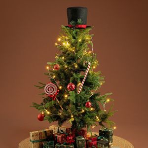 Bestselling Top Hat <b>Christmas</b> <b>Tree</b> <b>Topper</b> Set Red Black Tartan Pine Ornaments Xmas <b>Tree</b> Top Decorations - Product Image 5