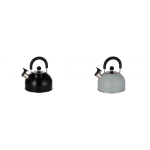 Single <b>Kettle</b> Black And <b>Grey</b> Matte Finish With Stainless Steel Spout And Handle For Modern Kitchen Use - Product Image 1