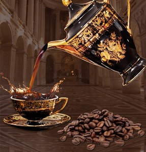 Tasses en céramique noire de luxe de style occidental en gros, dorure, décoration d'intérieur, salon, ensembles de café et de thé en porcelaine - Product Image 2