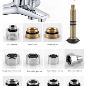 Adaptador de grifo de latón macizo con rosca macho de 18 mm, accesorios para grifos de baño, adaptador desviador, tuerca excéntrica y manguito - Product Image 5