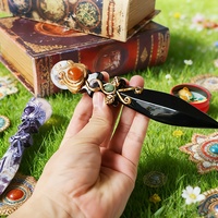 Sceptre en cristal de forme irrégulière et boule de cristal, baguette magique Feng Shui faite à la main, cadeau de Noël et d'Halloween