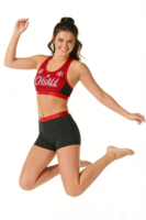 Camisetas y Tops Personalizados con Pedrería, Diseño Rojo Brillante, Ropa de Práctica de Animadoras, Shorts Brillantes, 2 Conjuntos de Uniformes