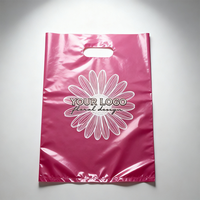 Sacs de courses en plastique personnalisés avec logo, sacs de courses en plastique imprimés sur mesure avec poignée, faible MOQ 100, sacs de boutique en plastique avec poignée découpée