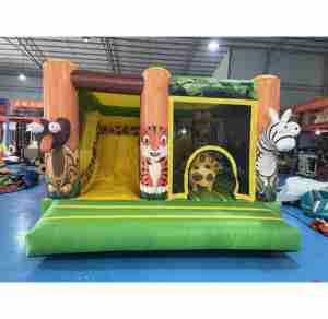 <span class=keywords><strong>Château</strong></span> <span class=keywords><strong>gonflable</strong></span> commercial 4,5x3,6x3m, combo de jeu multijoueur, thème animaux de la jungle - Product Image 1