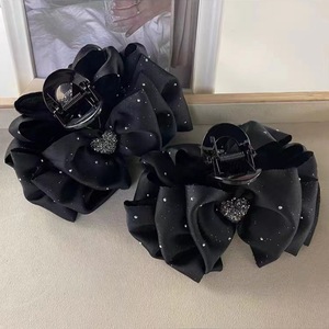 New starry heart rhinestone <b>bow</b> hair <b>clip</b>, luxurious and high-end shark <b>clip</b> to make hair appear fuller. - Product Image 1