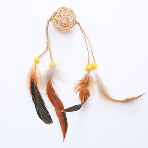 High Quality Eco-Friendly Sepaktakraw Rattan Feather <b>Interaction</b> Chewing <b>Cat</b> <b>Toys</b> Ball Relieving Boredom Funny Pet <b>Toy</b> - Product Image 4