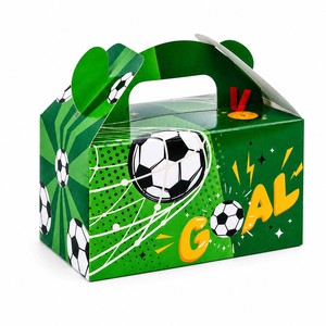 Caja de Regalo Personalizada al por Mayor para Fiestas de Fútbol, Caja de Dulces de Papel Verde con Asa para Fiestas de Cumpleaños Infantiles, Suministros al por Mayor - Product Image 1