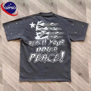 T-shirt vintage imprimé personnalisé Logo graphique surdimensionné Boxy T-shirt court 100% coton T-shirt lourd unisexe lavé à l'acide hommes T-shirt - Product Image 2