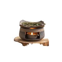 Diffuseur de parfum et brûleur d'aromathérapie Wabi-sabi en céramique marron et noir, écologique et thérapeutique, pour cire de palo et bougies chauffe-plat