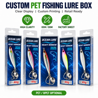 Boîte d'emballage en blister PET transparente personnalisée pour leurres de pêche avec carte imprimée et trou de suspension pour présentation en magasin OEM
