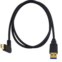 Câble USB 3.0 (Type-A) mâle vers USB 3.1 (Type-C) plaqué or, haute vitesse 5 Gbit/s, coudé à 90°, 0,25 m/1 m/1,5 m, blindé, en cuivre pur et PVC