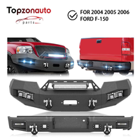 Topzonauto Nouveau Pare-chocs Avant pour F-150 2004-2006 en Acier Carbone avec Plaque de Treuil, Feux LED et Supports de Plaque d'Immatriculation