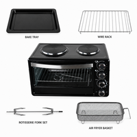 Four électrique en acier inoxydable CKD 3300W, double plaque chauffante, cuisinière de comptoir 2-en-1, appareil de cuisine compact, capacité de 30L