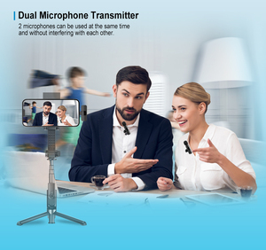 APEXEL Micro Không Dây 1 Kéo 2 Chuyên Nghiệp Cho iPhone Vlog Micro Cài Áo Điện Thoại Di Động Kép - Product Image 2