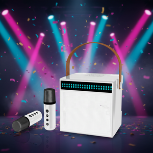 ไมโครโฟนพกพาขายส่ง ลำโพงคาราโอเกะไร้สายบลูทูธแบบกำหนดเอง พร้อมไมโครโฟนคู่ สำหรับคาราโอเกะที่บ้าน - Product Image 1