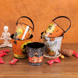 Cubo de metal de Halloween Maestro Gu, organizador portátil de calabazas, decoración para fiestas de truco o trato, estilo europeo, organizador de escritorio - Product Image 3