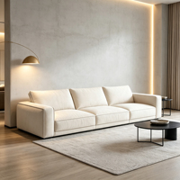 Canapé tendance en tissu technique « Tofu Block », 3 places, pour petits salons, style crème nordique, design carré, minimaliste moderne