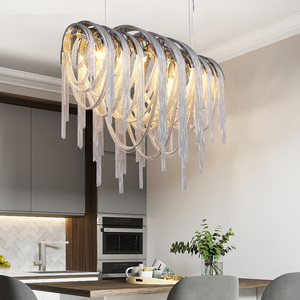 Luminaire suspendu en chaîne d'aluminium <span class=keywords><strong>de</strong></span> luxe avec pompons, personnalisable, pour hôtel, villa, salon, chambre, salle à manger - Product Image 3