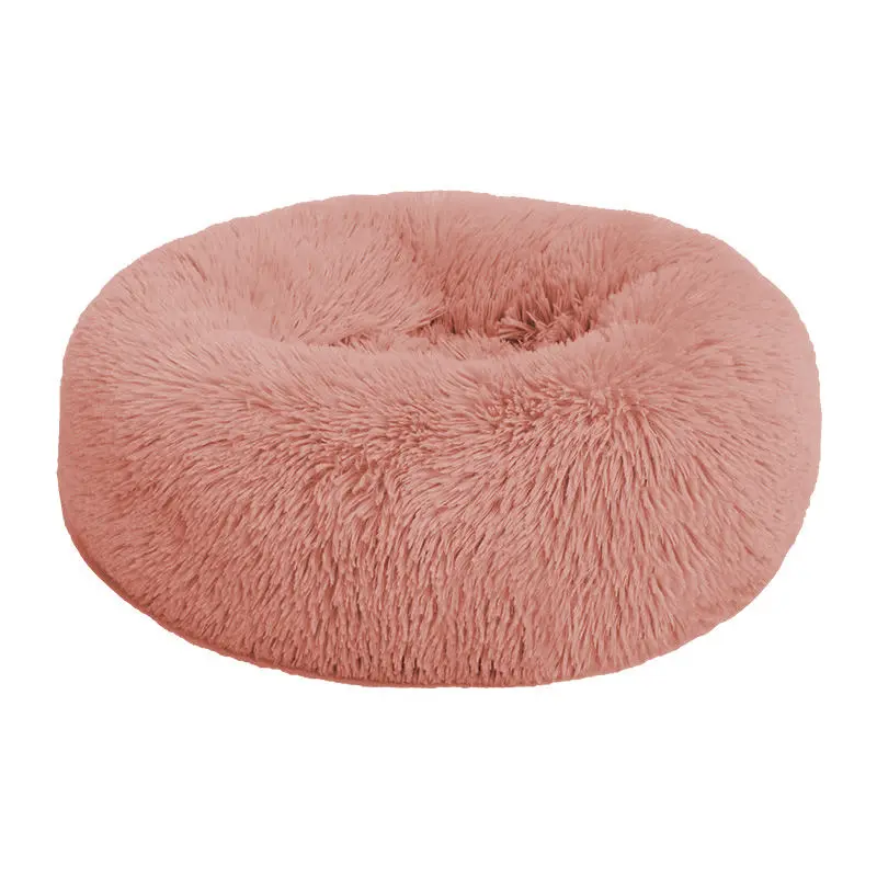 Faux Fur Comfortable Washable Soft Donut Pet Dog Cat Bed for Large Dog Warm Round Customized Calming Fluffy Plush Christmas Meow