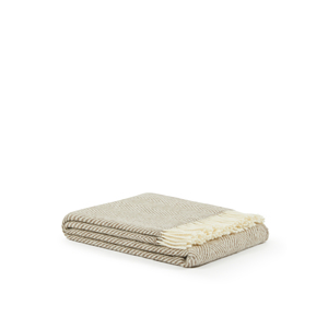 LANEROSSI - ผ้าห่มลายเฮอร์ริงโบน ISEO ขนาด 130x170 ซม. สีเบจผสม - Product Image 1