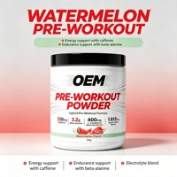 Poudre pré-entraînement OEM sous marque privée 245g Pastèque 320mg Caféine 3.2g Bêta-Alanine Mélange d'électrolytes Complément sportif