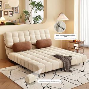 法式奶油现代模块化多功能折叠床两用单座组合沙发不锈钢小公寓生活 - Product Image 4