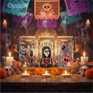 Водонепроницаемая переводная наклейка для стакана-термоса 16 унций в мексиканском стиле День мертвых, мультяшная, прочная, с защитой от УФ-излучения, для холодной печати на ПЭТ - Product Image 3