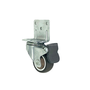 U-förmige seitlich montierte Rollen mit Bremse <span class=keywords><strong>TPR</strong></span> <span class=keywords><strong>Rubber</strong></span> Mute Solid Wheel für Möbel - Product Image 2