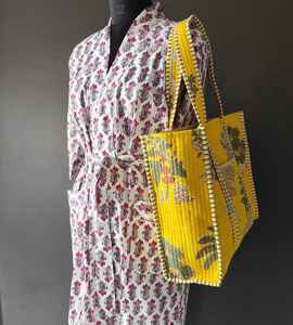 Bolsa de Tela de Algodón con Estampado Floral Indio - Bolsa Ecológica Jaipuri para Mujer - Product Image 4