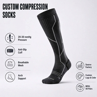 Calcetines de Compresión hasta la Rodilla, Tejidos y Transpirables, con Detalle en el Puño, para Correr y Actividades Atléticas, Calcetines Deportivos para Hombre, Personalizados OEM