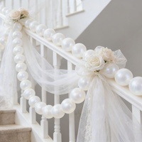 Guirlande de perles artificielles en plastique blanc ivoire, perles rondes, pour décorations DIY de mariage, anniversaire, ou arrière-plans de fête