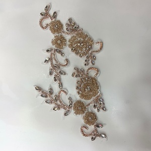 <span class=keywords><strong>Applique</strong></span> per abiti con perline ricamate in oro chiaro - Product Image 4