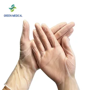 GREEN Wholesale Vinyl Powder Free Gloves Disposable Oil-proof Clear Industrial Transparent PVC Vinyl Gloves