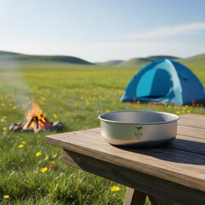 Bol à riz portable en titane pur, ultra-léger, gris argenté, haute durabilité, pour pique-nique urbain et extérieur, à paroi simple, sain - Product Image 5