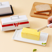 Hotsales Récipients rectangulaires en céramique récipient de conservation de la crème au fromage français plat à beurre de vache