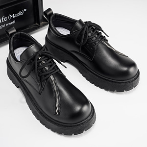 2026 New Spring Men's Business Leather Shoes Zipper Design Thick Sole Elevator Shoes Wear-resistant Formal Shoes - Product Image 3