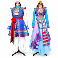 Costume de scène ethnique professionnel pour femmes et hommes, tenue de spectacle folklorique traditionnelle avec accessoires brodés en 3D
