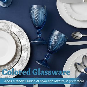 Verres à <span class=keywords><strong>vin</strong></span> et gobelets à eau vintage écologiques bleus soufflés à la main, capacité 10,5 oz, compatibles lave-vaisselle, nouveau design pour la Fête des Mères - Product Image 4