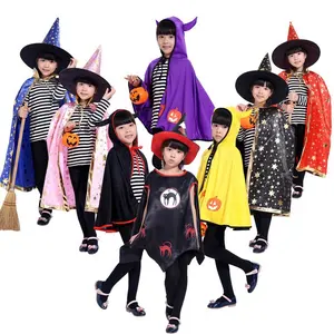 万圣节儿童巫师斗篷帽子角色扮演化妆舞会派对活动儿童斗篷女孩男孩服装