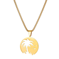 Nouveau design populaire : Collier pendentif en acier inoxydable personnalisé avec motif d'arbre de coco évidé – Vente en gros
