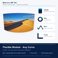 Module d'écran vidéo LED flexible pour intérieur à pas fin P1.53, écran LED incurvé 320x160mm 3840Hz HUB75E, panneau publicitaire