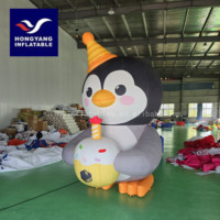 Vente en gros de pingouins gonflables pour anniversaire Décoration extérieure gonflable pour anniversaire avec lumière de couleur LED