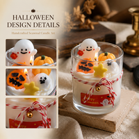 Vela Aromática Personalizada de Calabaza Fantasma de Halloween en Frasco de Vidrio con Etiqueta Privada OEM, Regalo Artesanal para Decoración del Hogar