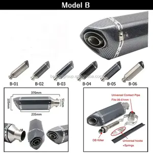 Pot d'échappement modifié pour moto de course FZ6 CBR250 CB600 <span class=keywords><strong>MT07</strong></span> ATV Dirt Bike 370MM 51MM - Product Image 4