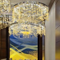 Lustre de restaurant de luxe ANNO, luminaire décoratif rond pour plafond avec pendentifs en cascade pour salle à manger d'hôtel