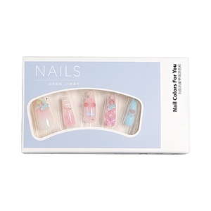 Uñas Postizas Largas Estilo Ataúd, Color <span class=keywords><strong>Rosa</strong></span>, con Diseño 3D de Lazo, Corazón y Estrella Dorada, Hechas a Mano, para Bodas, Uso Diario, Fiestas y Eventos - Product Image 5